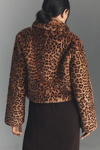 Maeve Faux-Fur Leopard Crop Jacket