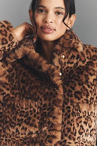 Maeve Faux-Fur Leopard Crop Jacket