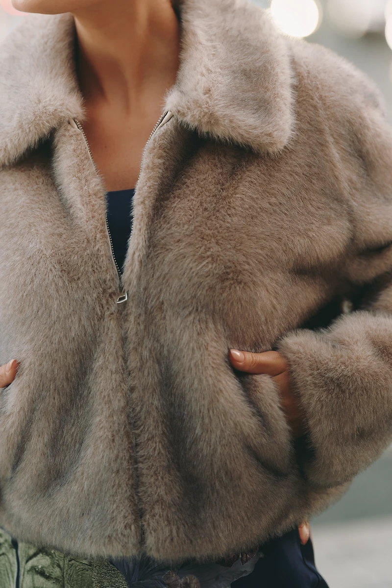 Maeve Cropped Faux-Fur Coat