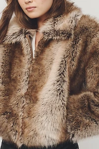 Maeve Cropped Faux Fur Coat