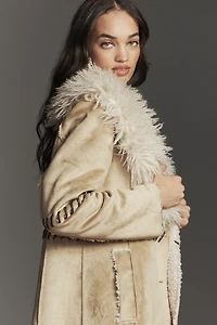 By Anthropologie Faux-Suede Longline Coat