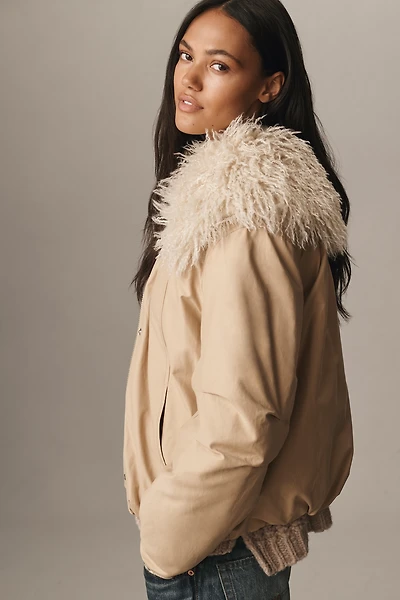 Pilcro Faux Fur Collar Bomber Jacket