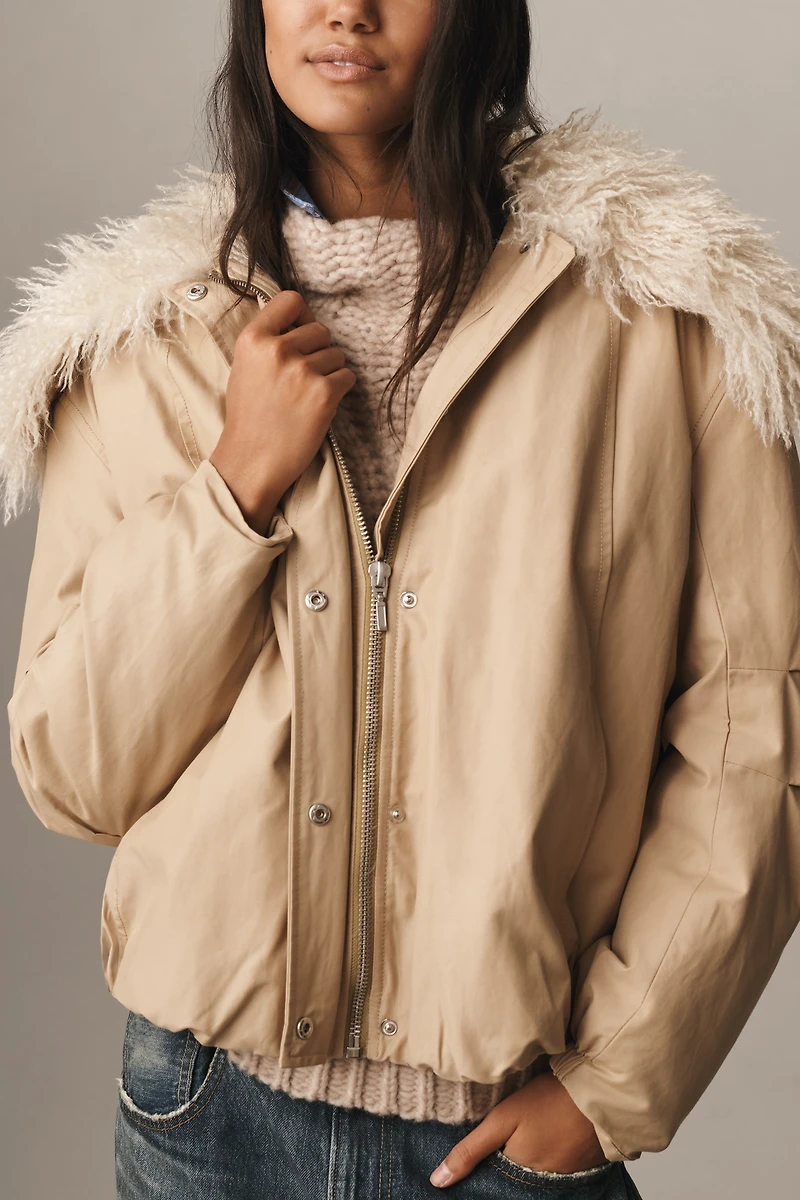 Pilcro Faux Fur Collar Bomber Jacket