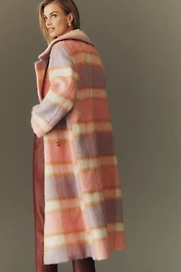Maeve Wool Blend Plaid Long Coat
