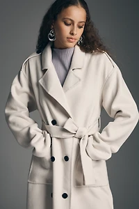 By Anthropologie Double Breasted Wool Blend Trench Coat