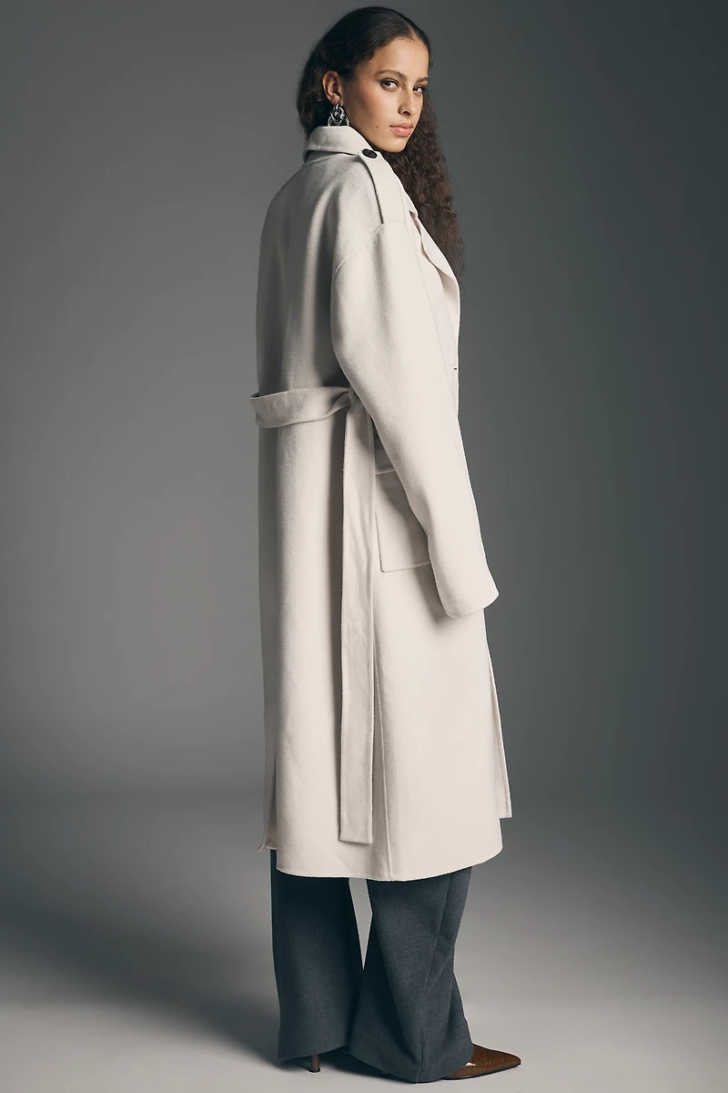 By Anthropologie Double Breasted Wool Blend Trench Coat