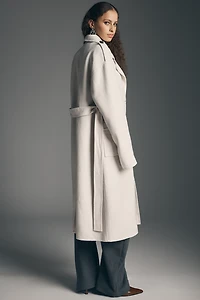 By Anthropologie Double Breasted Wool Blend Trench Coat