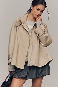 Maeve Swing Funnel-Neck Cape Jacket