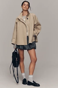 Maeve Swing Funnel-Neck Cape Jacket