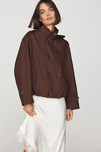 Maeve Retta Double-Breasted Short Trench Coat