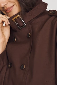 Maeve Retta Double-Breasted Short Trench Coat