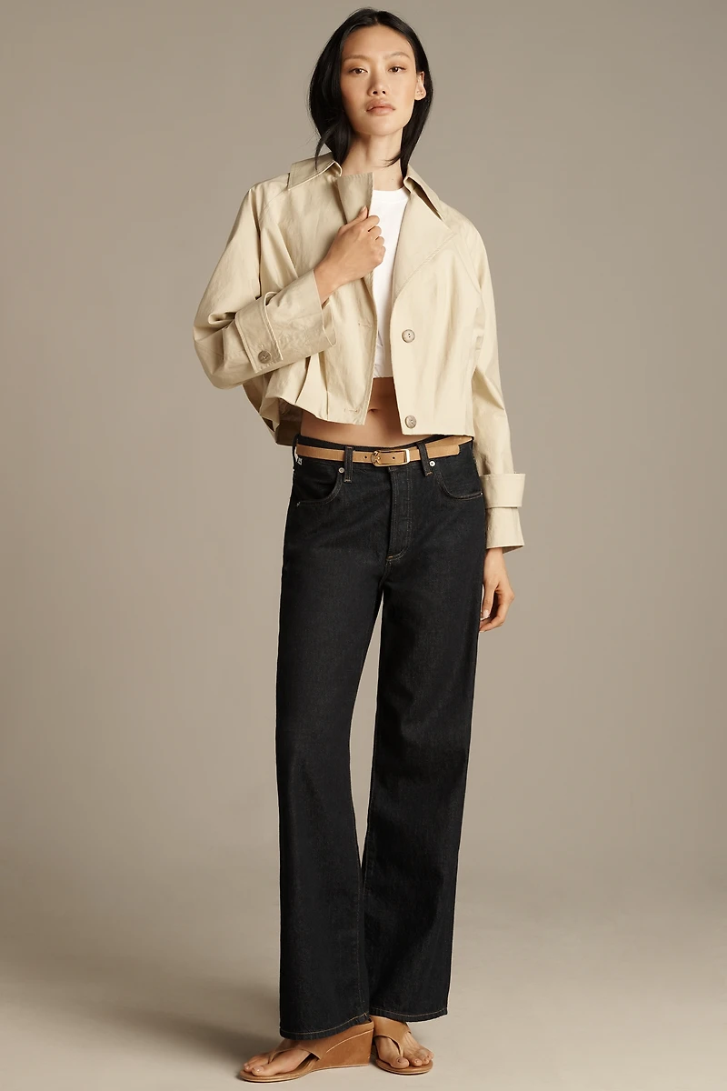 Maeve Pleated Crop Trench Jacket