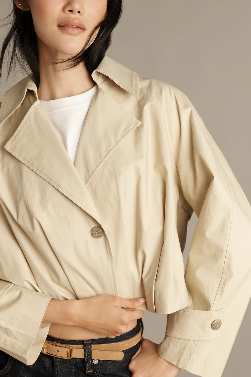 Maeve Pleated Crop Trench Jacket