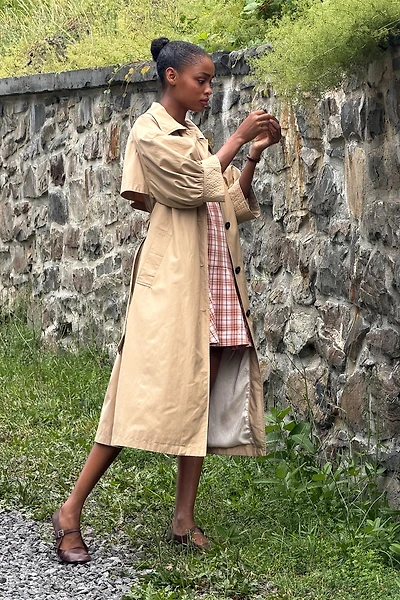 Maeve Crop-Sleeve Trench Coat