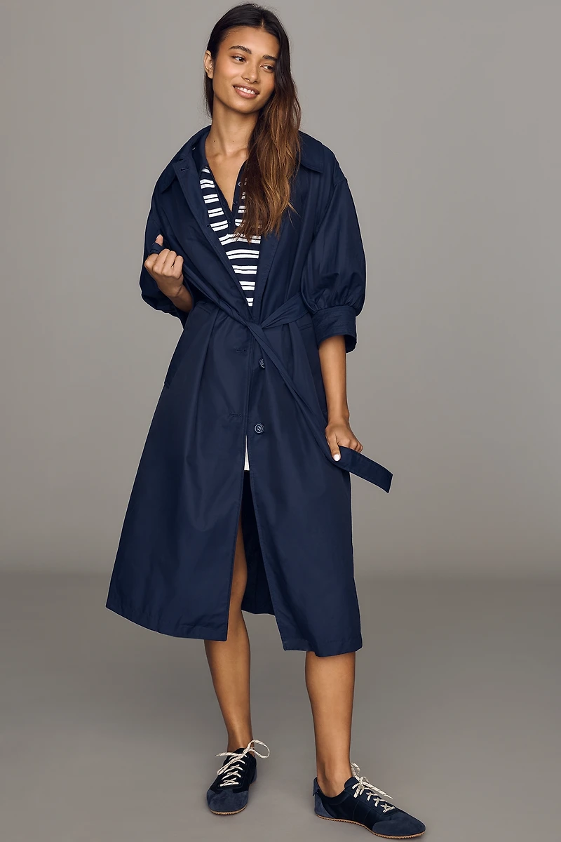 Maeve Crop-Sleeve Trench Coat