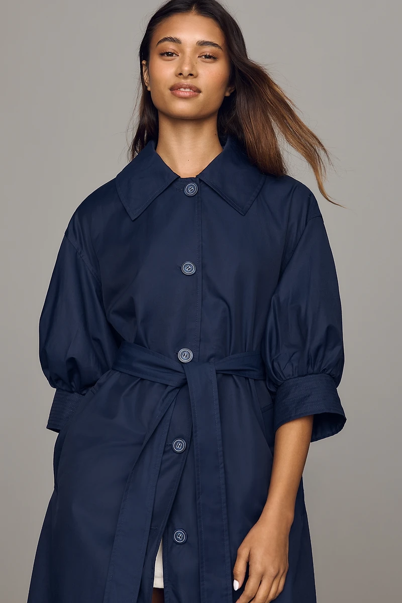 Maeve Crop-Sleeve Trench Coat