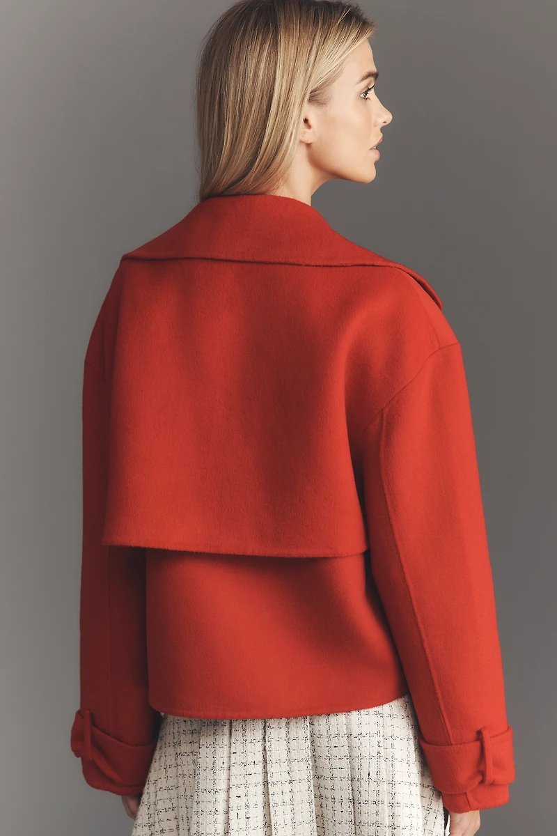 By Anthropologie Wool Blend Crop Trench Coat