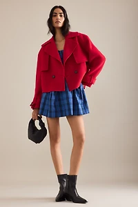 By Anthropologie Wool Blend Crop Trench Coat