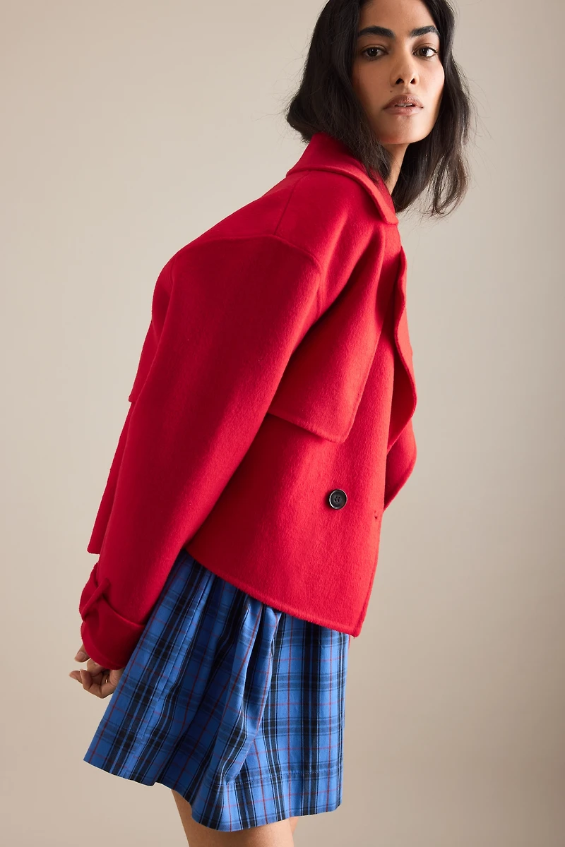 By Anthropologie Wool Blend Crop Trench Coat