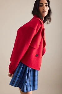 By Anthropologie Wool Blend Crop Trench Coat