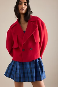 By Anthropologie Wool Blend Crop Trench Coat