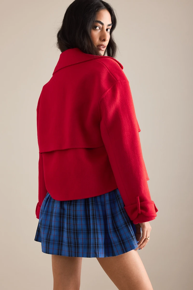 By Anthropologie Wool Blend Crop Trench Coat