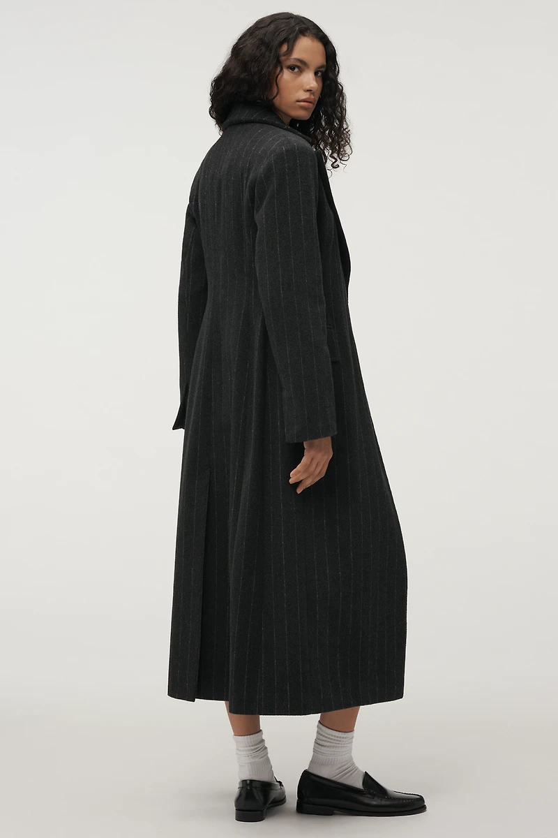 By Anthropologie Pinstripe Hourglass Wool-Blend Coat