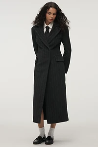 By Anthropologie Pinstripe Hourglass Wool-Blend Coat
