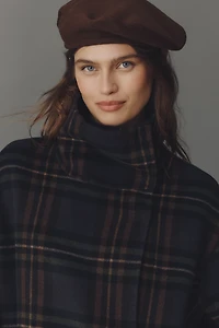 By Anthropologie Wool Blend Check Funnel-Neck Coat