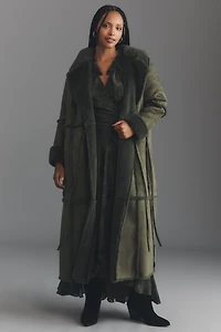 Eloquii Plus Faux-Fur Sherpa Fleece Long Coat
