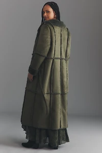 Eloquii Plus Faux-Fur Sherpa Fleece Long Coat
