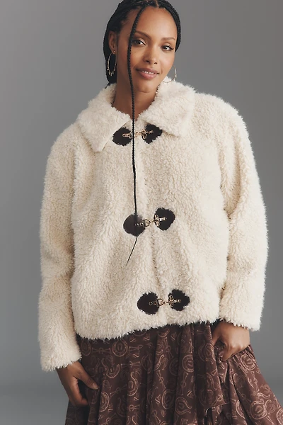 Eloquii Plus Curly Faux-Fur Buckle Coat