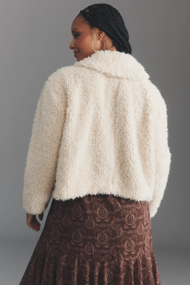 Eloquii Plus Curly Faux-Fur Buckle Coat
