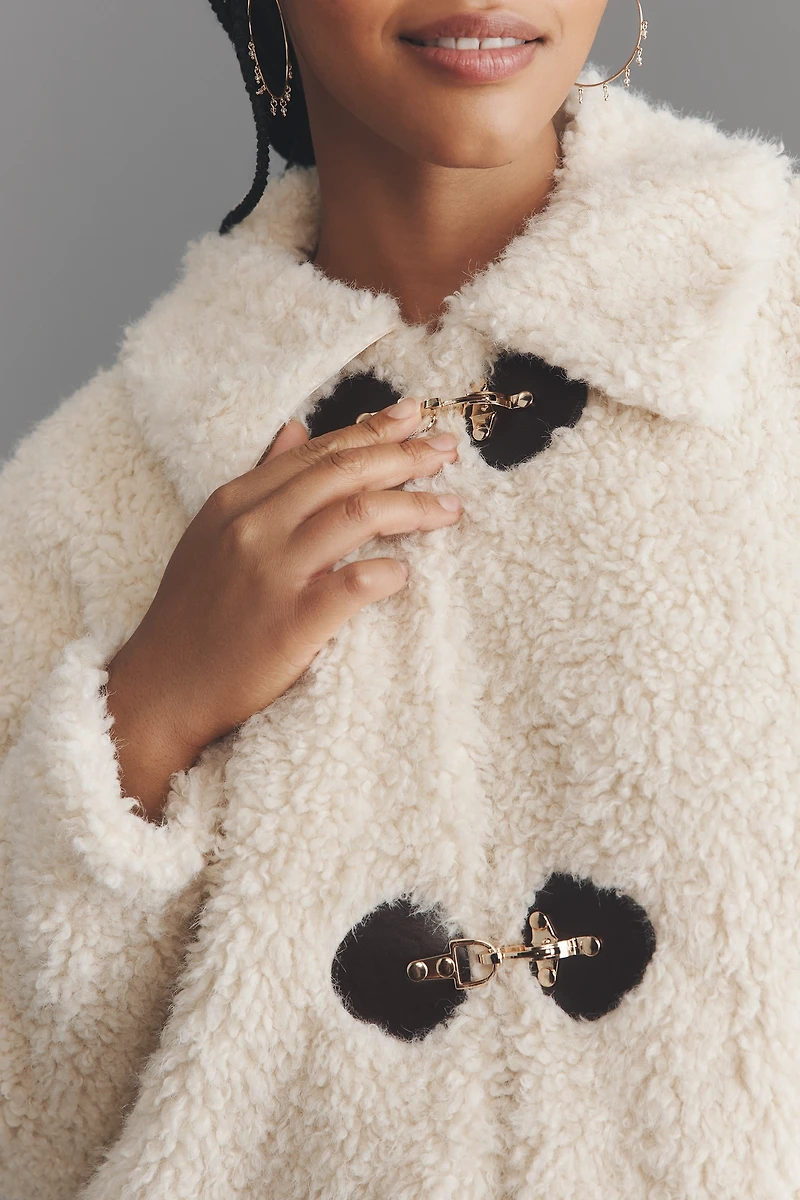 Eloquii Plus Curly Faux-Fur Buckle Coat