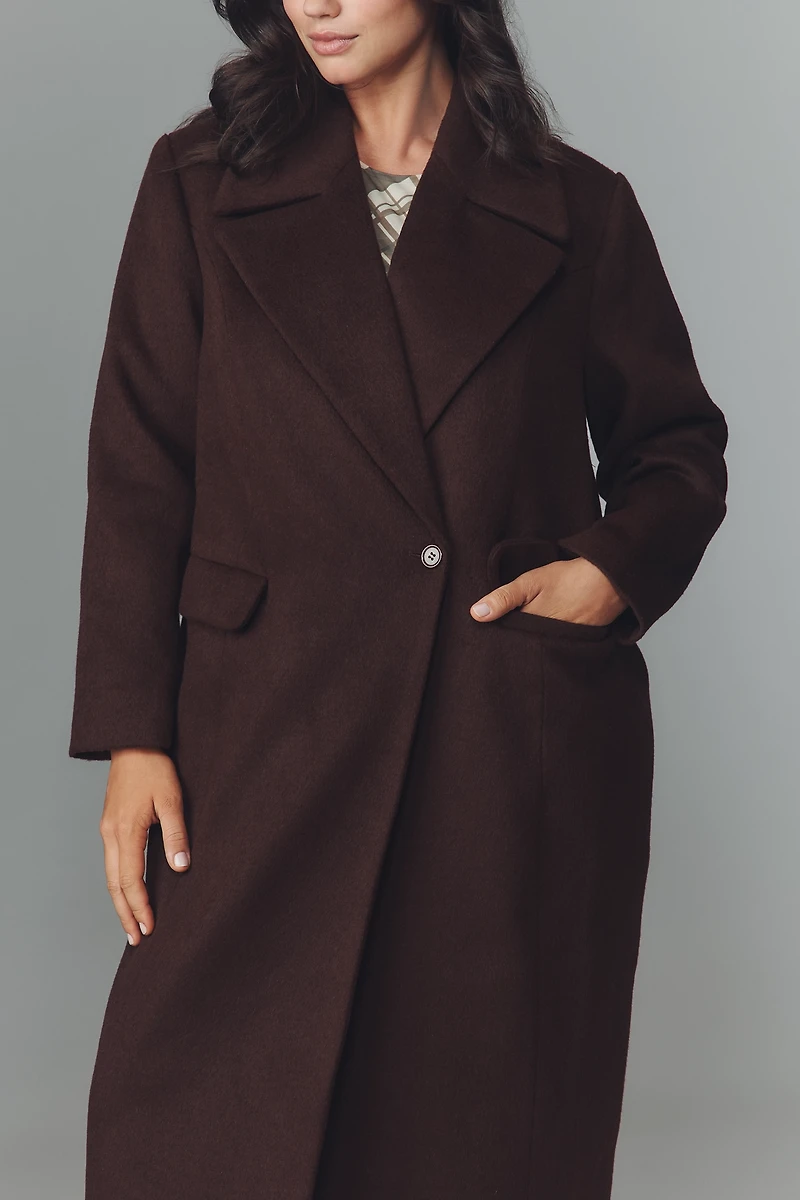 Eloquii Plus Textured Double-Breasted Long Coat