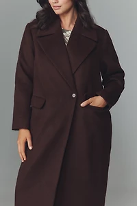 Eloquii Plus Textured Double-Breasted Long Coat