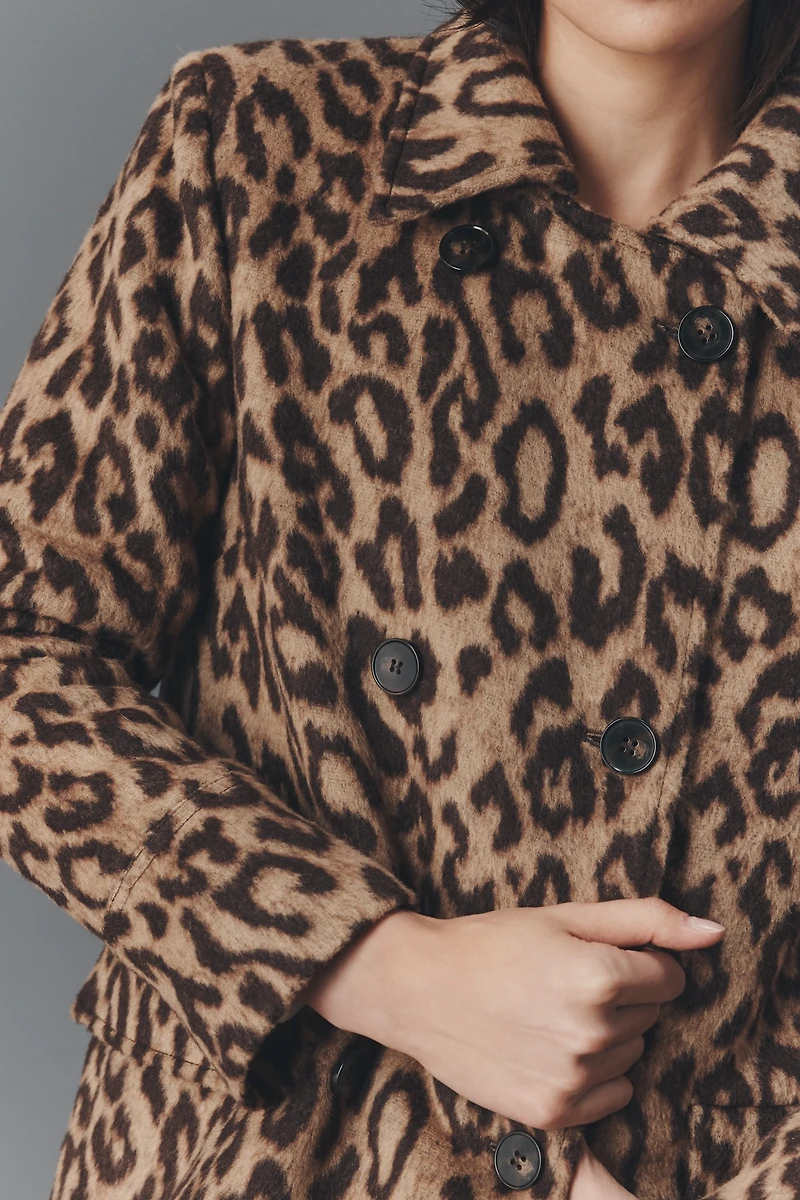 Baum und Pferdgarten Dixie Long Wool Blend Leopard Coat