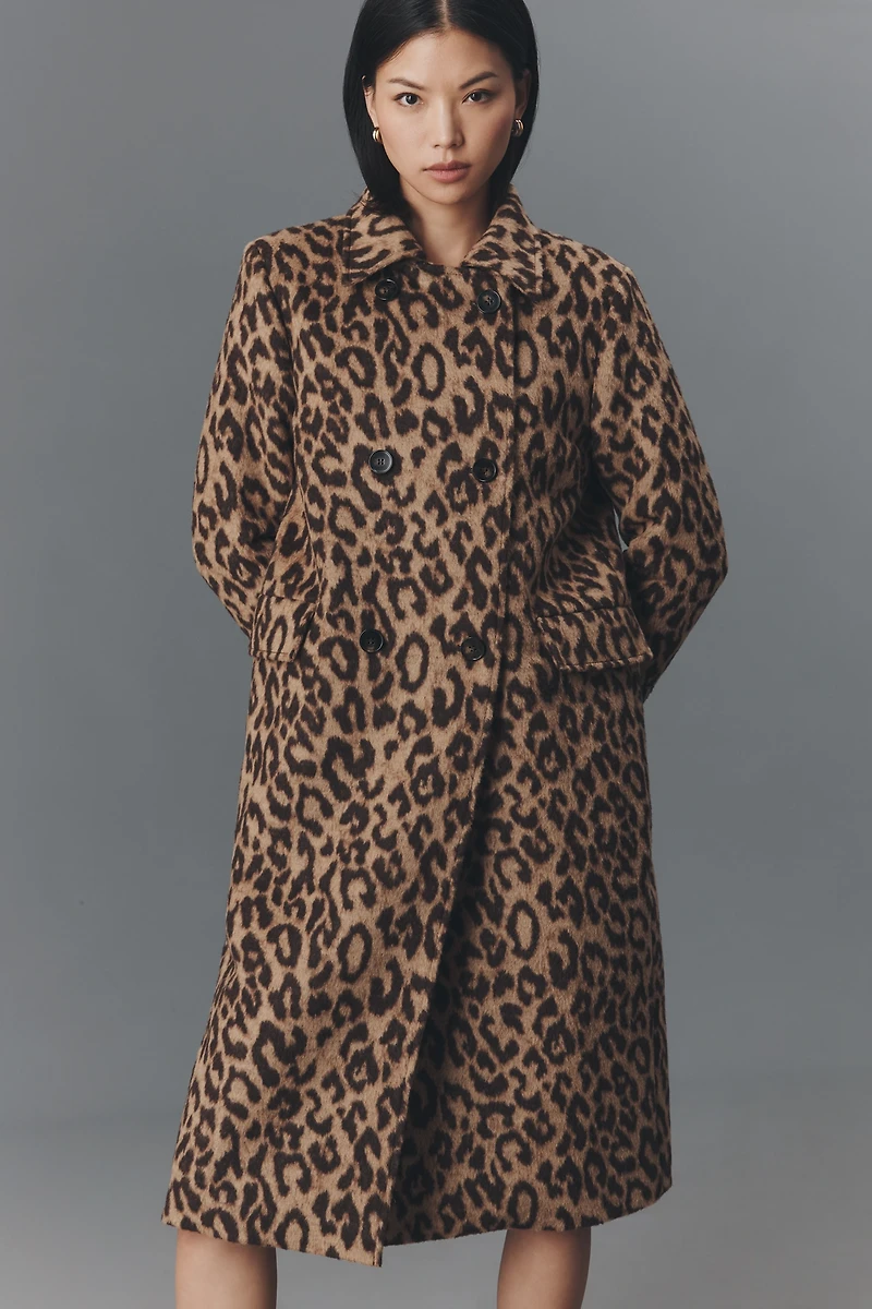 Baum und Pferdgarten Dixie Long Wool Blend Leopard Coat