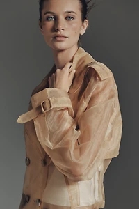 Maeve Crop Sheer Organza Trench Coat