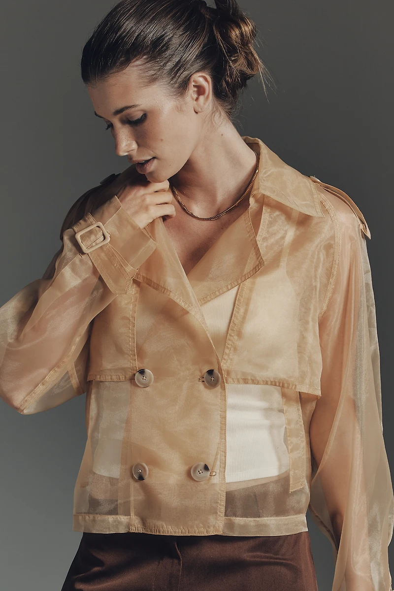 Maeve Crop Sheer Organza Trench Coat
