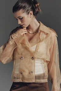 Maeve Crop Sheer Organza Trench Coat