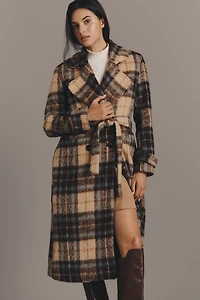 Siempre Olivia Long Plaid Coat