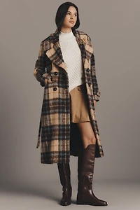 Siempre Olivia Long Plaid Coat