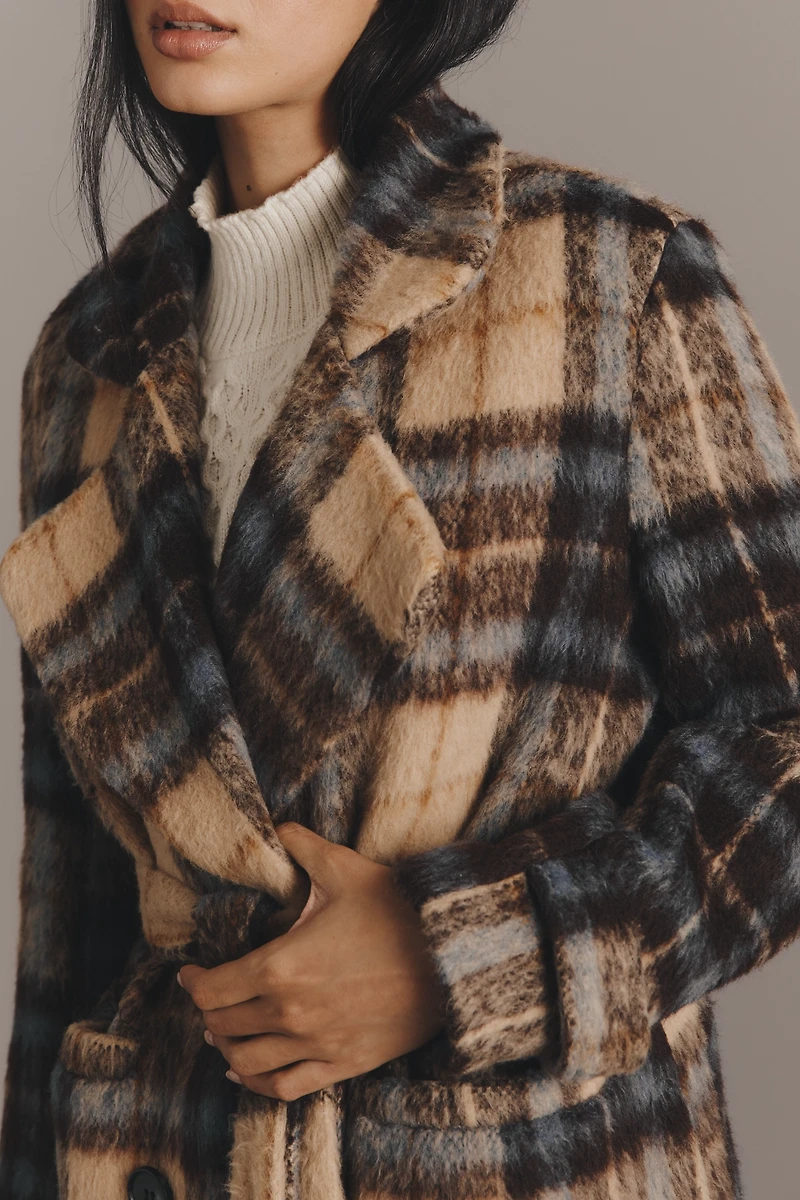 Siempre Olivia Long Plaid Coat