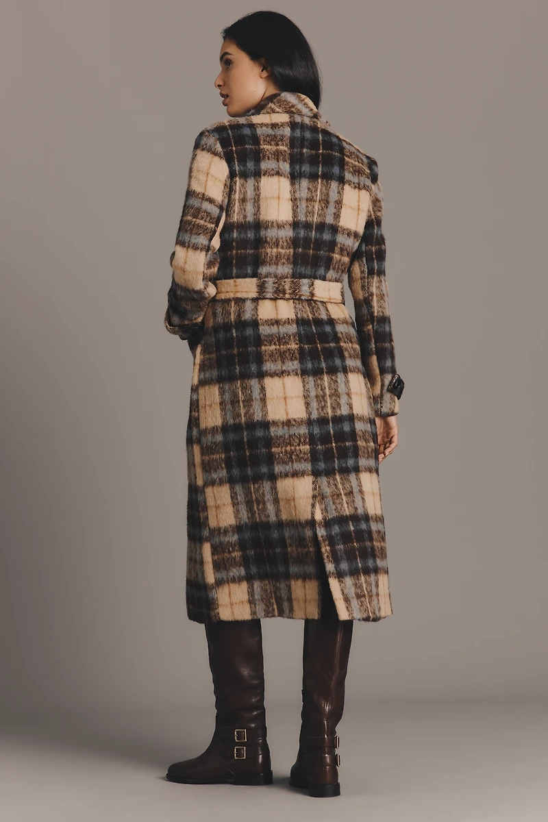 Siempre Olivia Long Plaid Coat