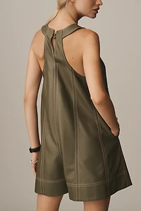 Maeve Faux-Leather Sleeveless Swing Romper