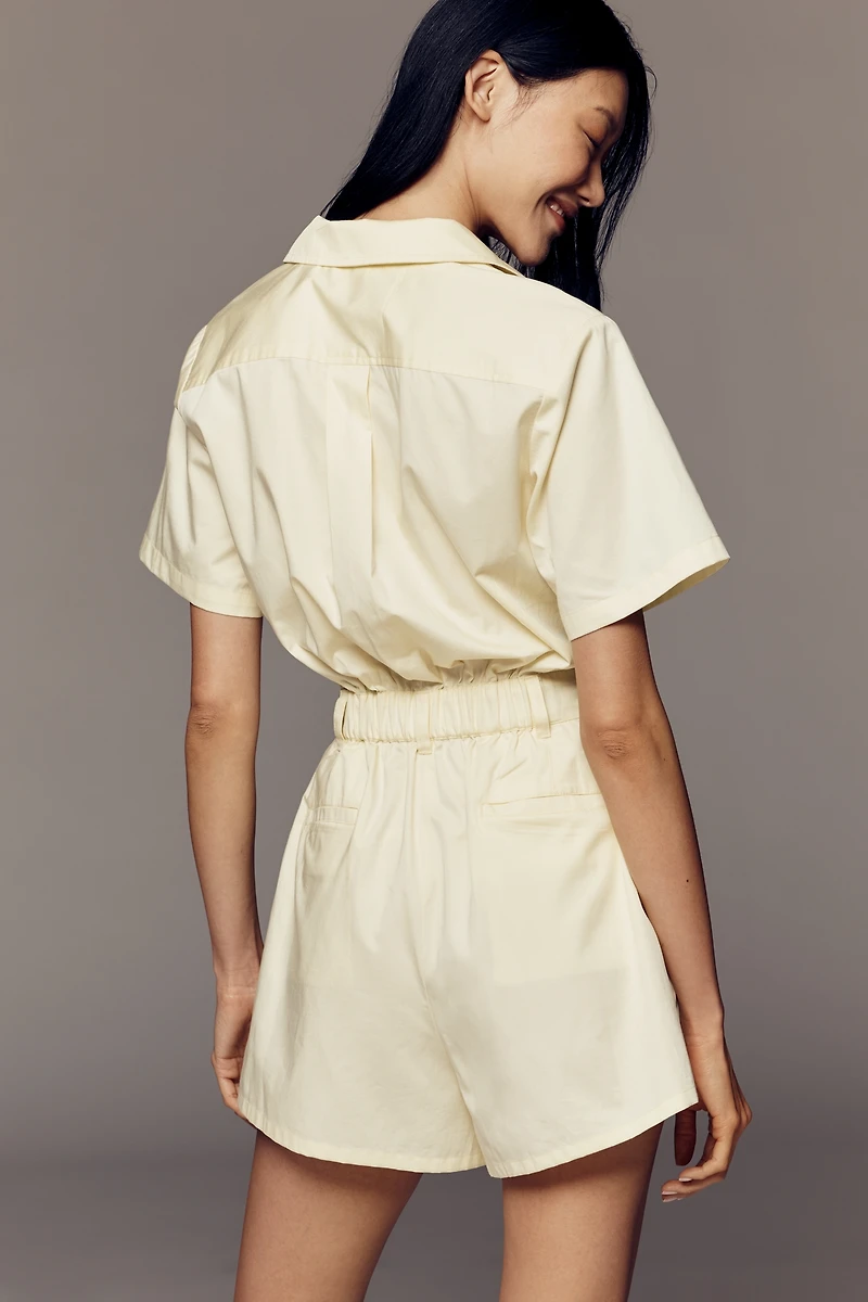 By Anthropologie Cotton Poplin Cutout Romper