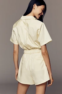 By Anthropologie Cotton Poplin Cutout Romper