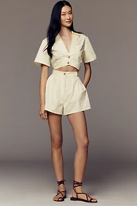 By Anthropologie Cotton Poplin Cutout Romper