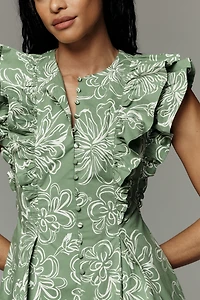 Maeve Ruffle-Sleeve Romper